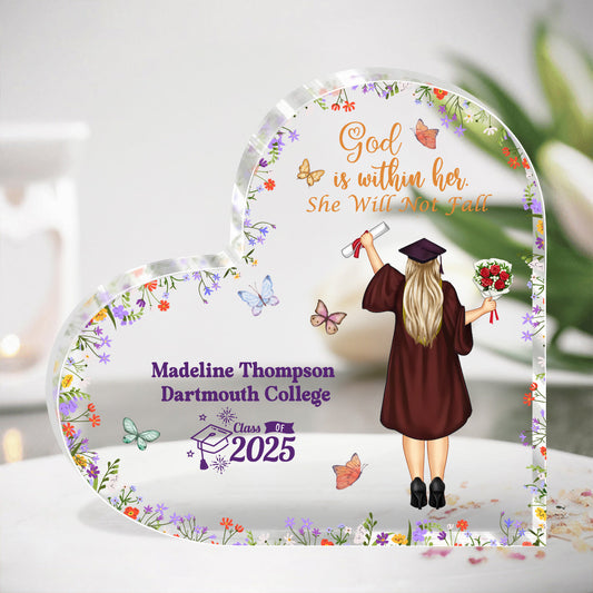 God Is Within Her She Will Not Fall | Personalized Custom Shaped Squared Acrylic Plaque