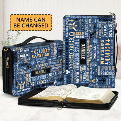 Jesuspirit | Personalized Leather Bible Cover | God Says I Am BCM776