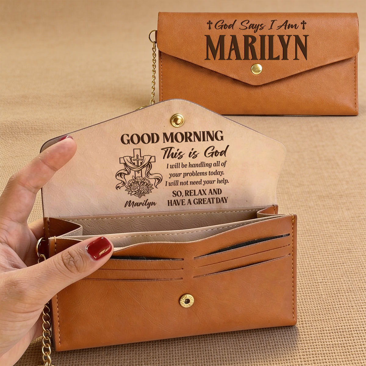 Good Morning This Is God | Personalized Leather Envelope Wallet