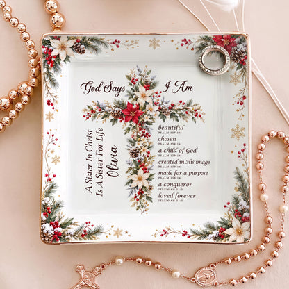 God Says I Am | Personalized Ceramic Ring Dish Square