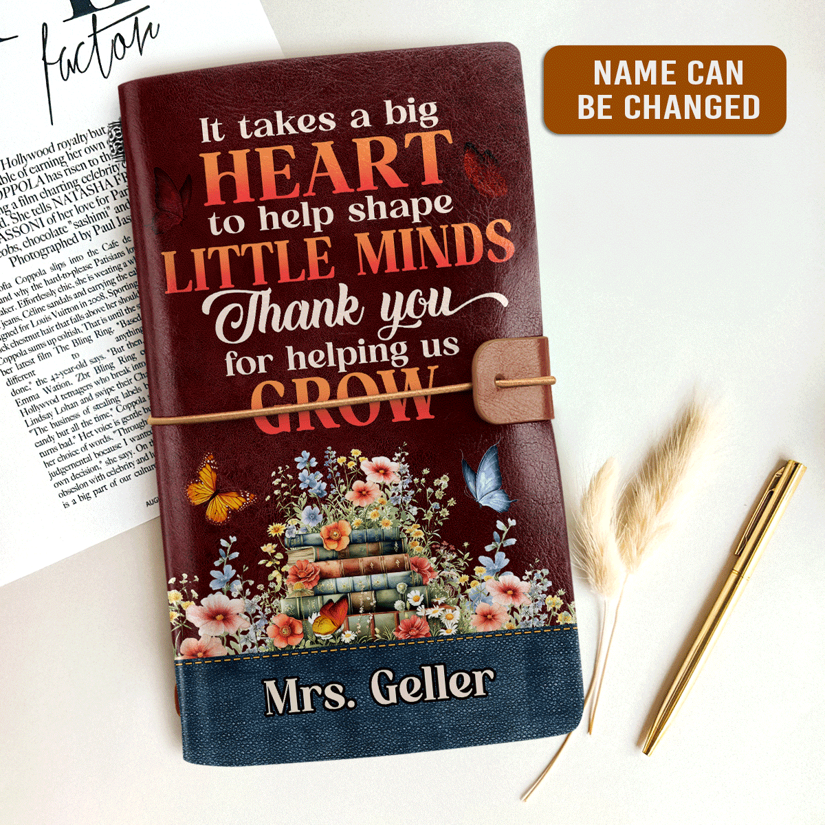 Thank You Teacher | Personalized Leather Bound Journal JSLBJTM799T