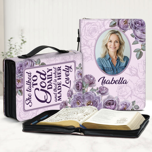 She Talked To God Daily | Personalized Bible Cover