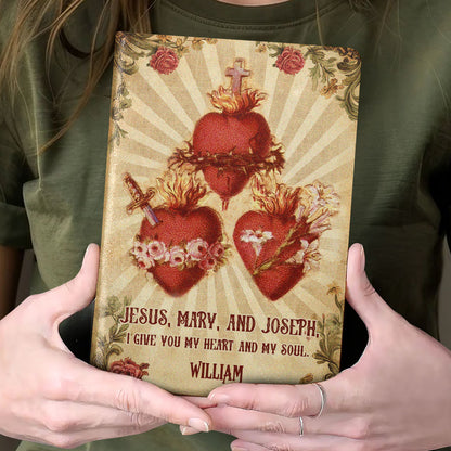 Hearts Of The Holy Family | Personalized Leather Cover Notebook