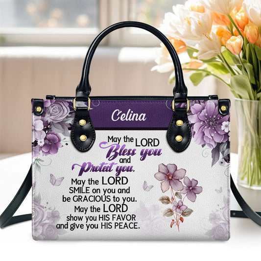 May The Lord Bless You And Protect You | Personalized Leather Handbag