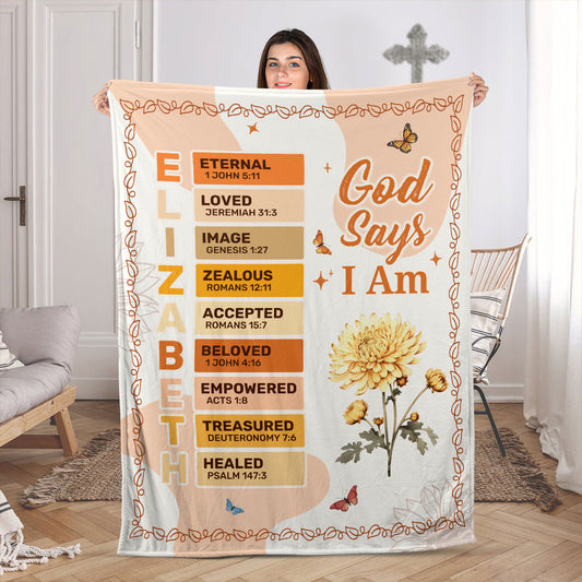 God Says I Am | Personalized Fleece Blanket