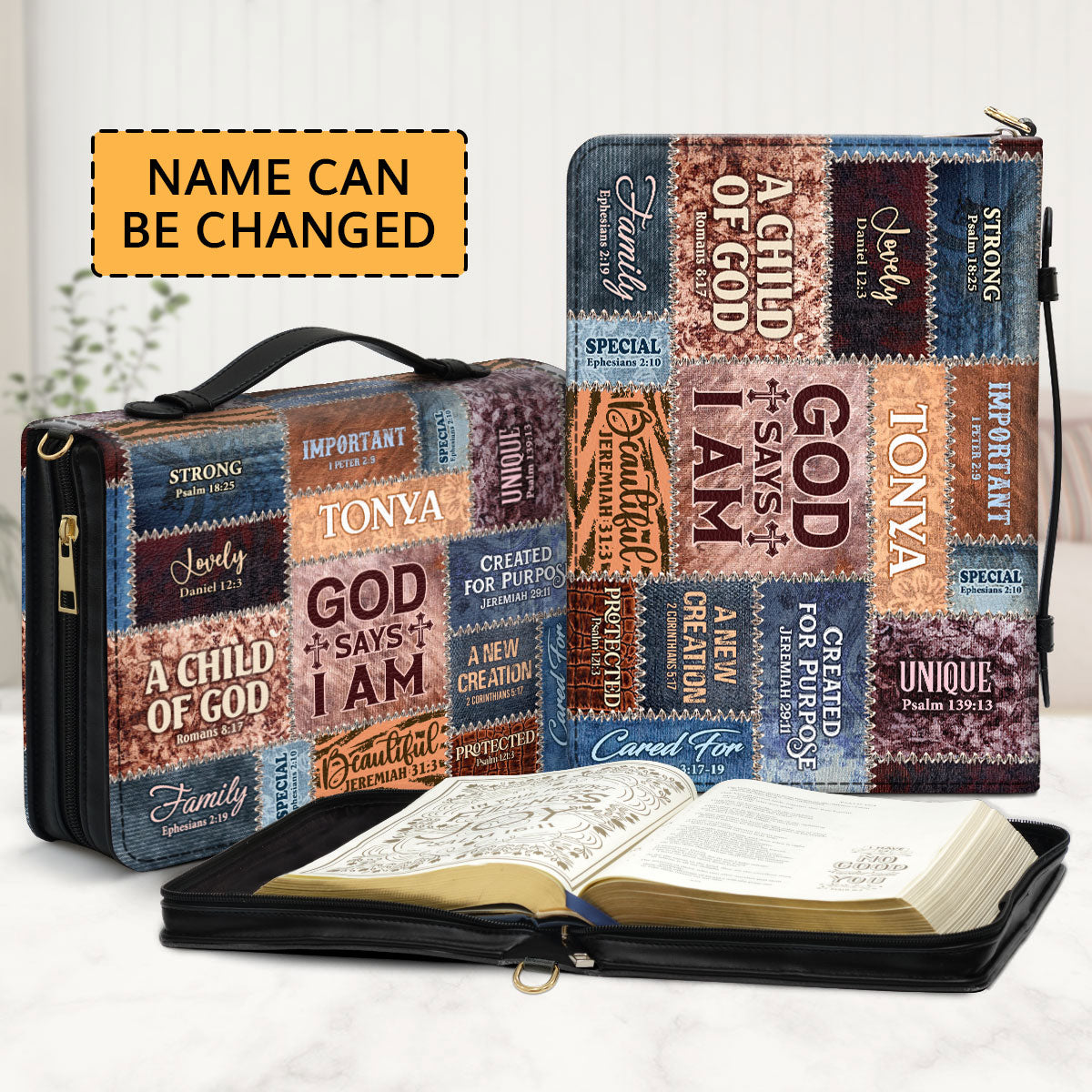 Jesuspirit | Personalized Leather Bible Cover | God Says I Am BCM793