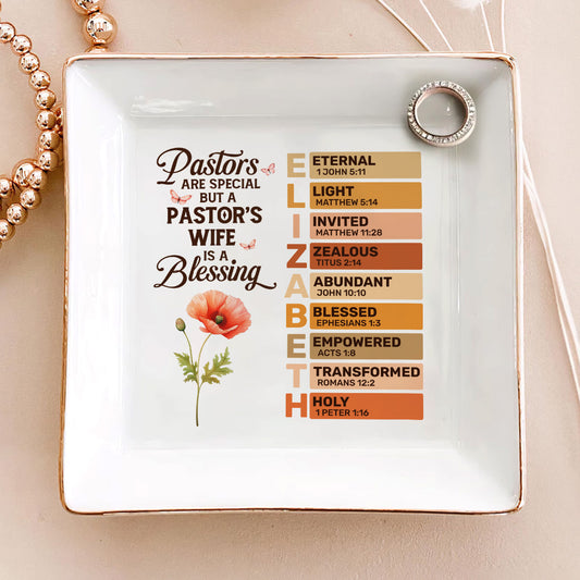 Pastor's Wife Is A Blessing | Personalized Ceramic Ring Dish Square