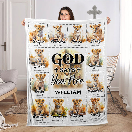 God Says You Are Baby Lion | Personalized Fleece Blanket