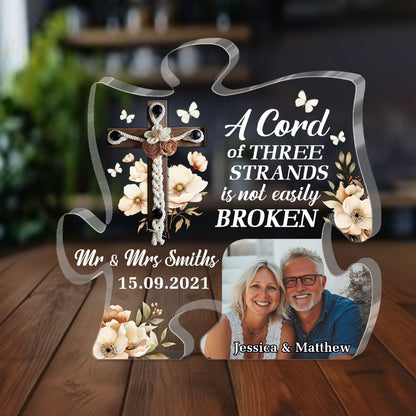 A Cord Of Three Strands Is Not Easily Broken | Personalized Custom Shaped Squared Acrylic Plaque