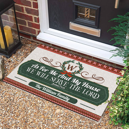 As For Me And My House We Will Serve The Lord | Personalized Doormat