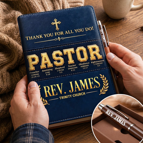 Thank You for All You Do | Personalized Leather Notebook & Pen Set