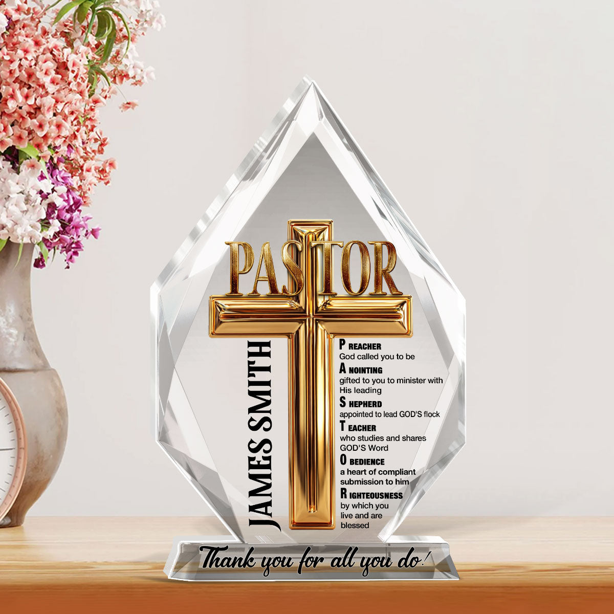 To My Pastor | Personalized Custom Shaped Squared Acrylic Plaque