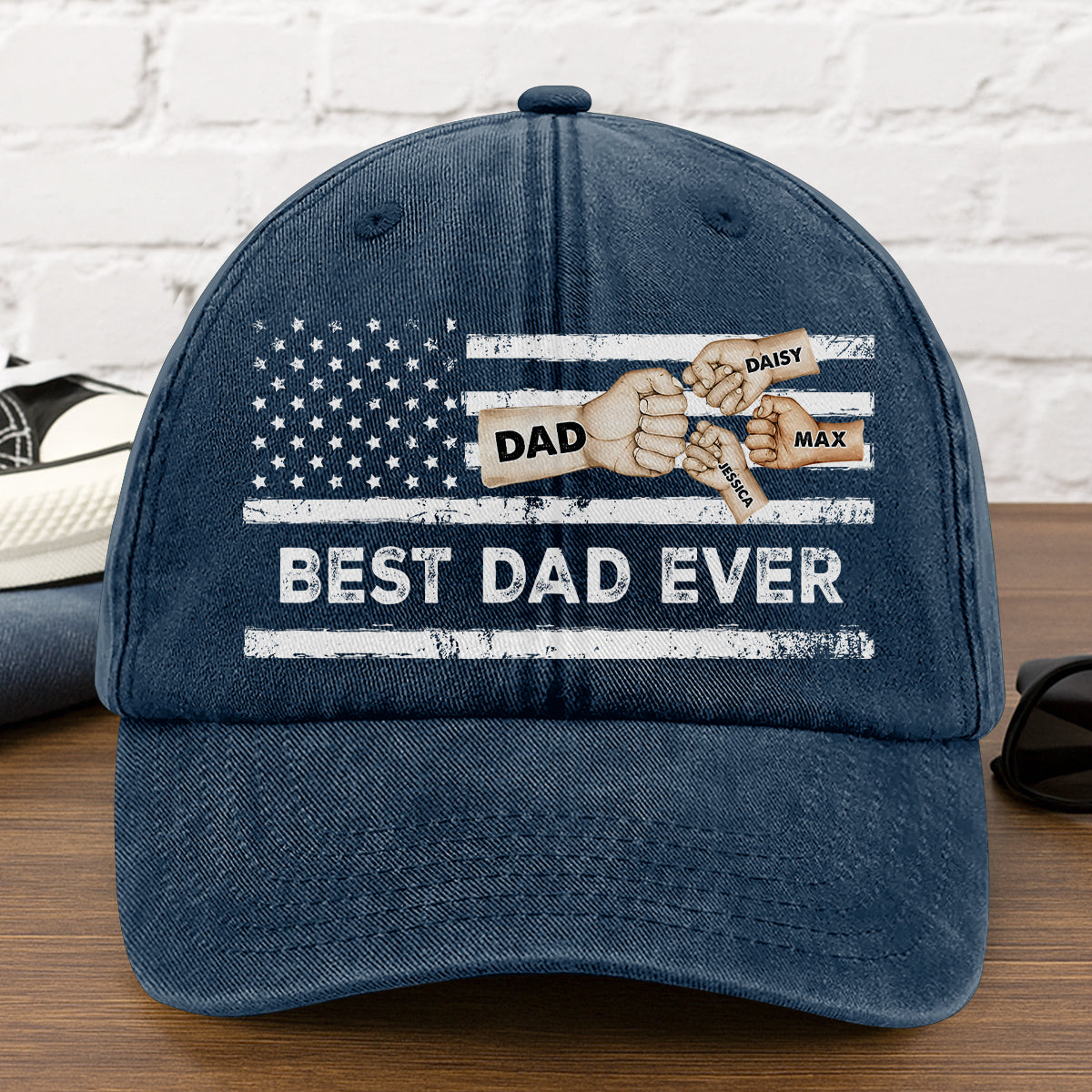 Best Dad Ever | Personalized Vintage Washed Denim Cap