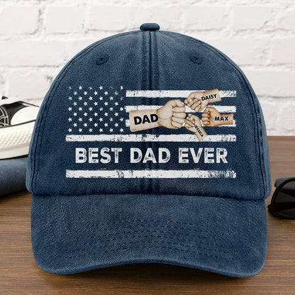 Best Dad Ever | Personalized Vintage Washed Denim Cap
