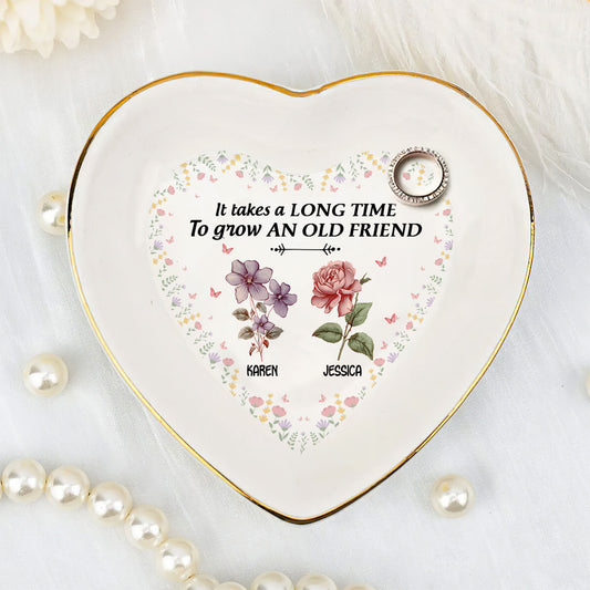 It Takes A Long Time To Grow An Old Friend | Personalized Heart Shaped Jewelry Dish