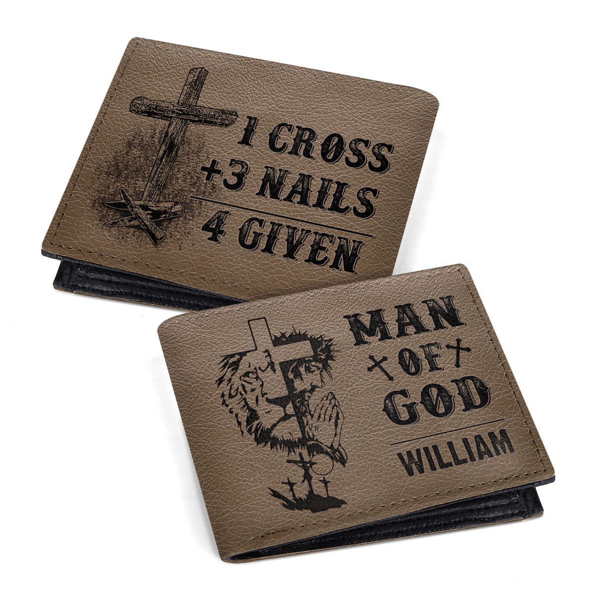 1 Cross 3 Nails 4 Given | Personalized Folded Wallet For Men