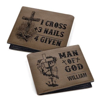 1 Cross 3 Nails 4 Given | Personalized Folded Wallet For Men