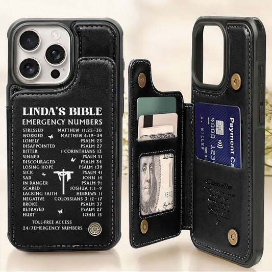 Bible Emergency Numbers | Personalized Leather Flip Wallet Phone Case