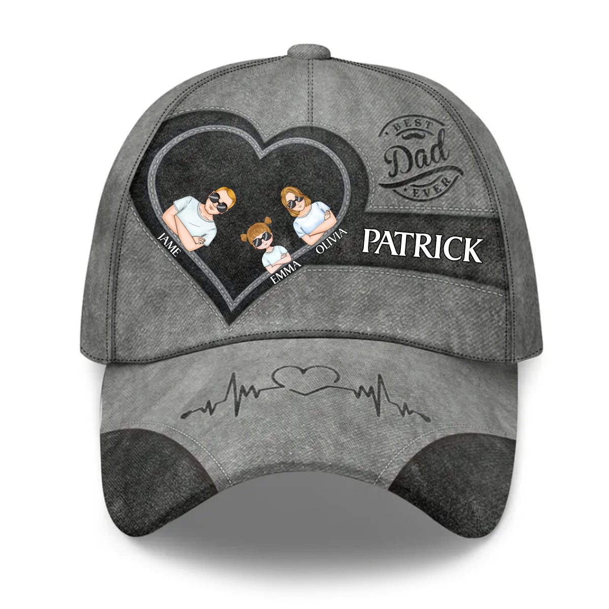 Best Papa Ever Heart - Personalized Classic Cap JSCCLN39