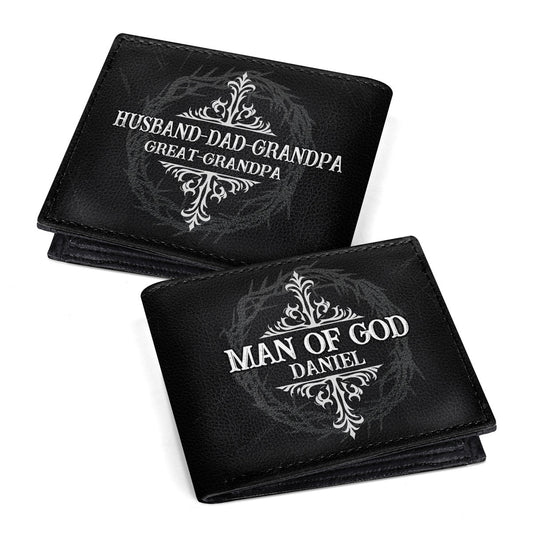 Man Of God Husband Dad Grandpa | Personalized Folded Wallet For Men