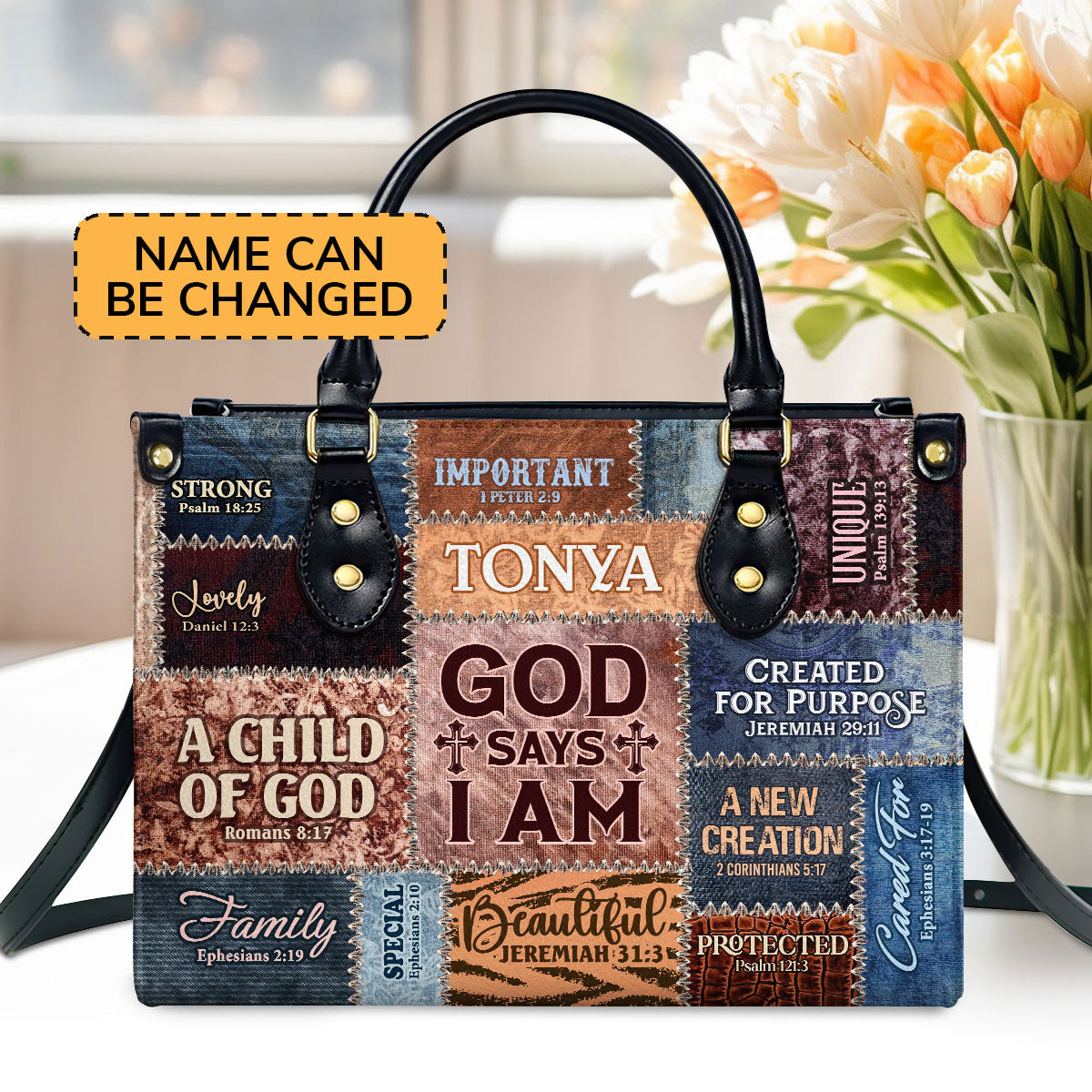 Jesuspirit | Personalized Leather Handbag With Zipper | God Says I Am LHBM793