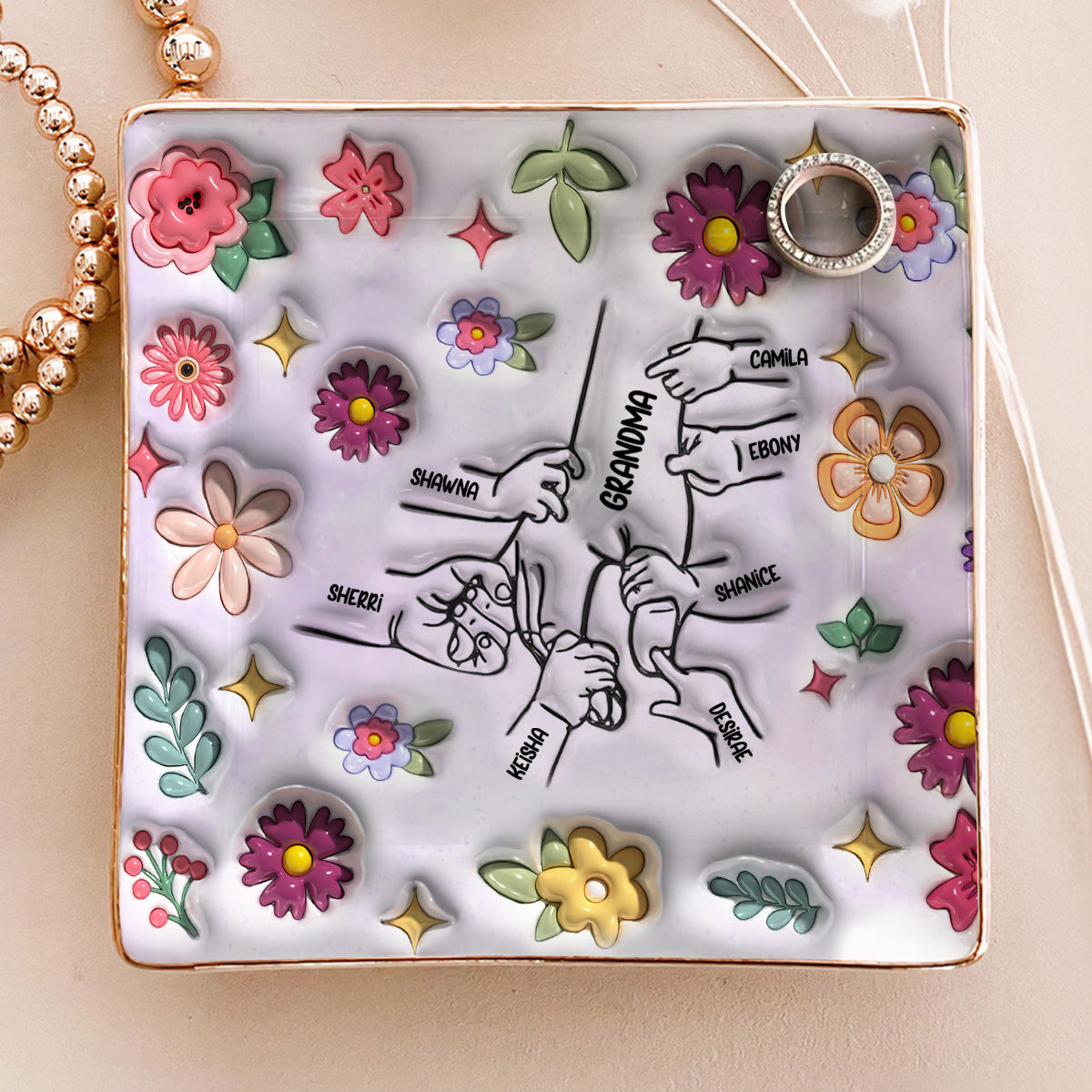Family Over Everything | Personalized Ceramic Ring Dish Square
