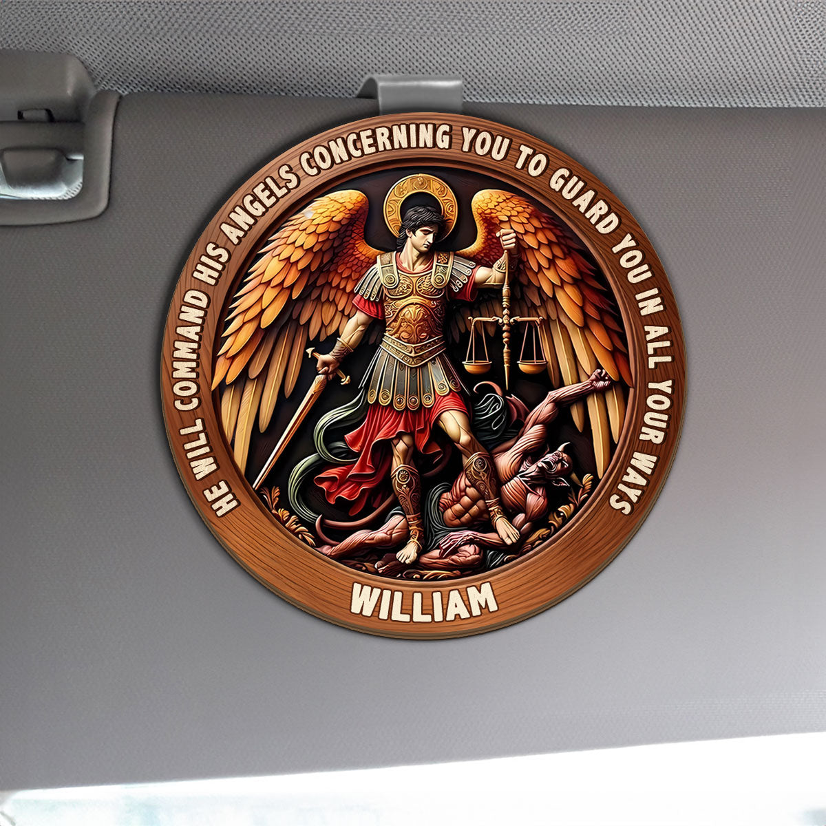 He Will Command His Angels Concerning You To Guard You In All Your Ways | Personalized Car Visor Clip