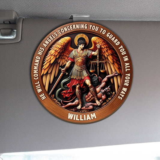 He Will Command His Angels Concerning You To Guard You In All Your Ways | Personalized Car Visor Clip