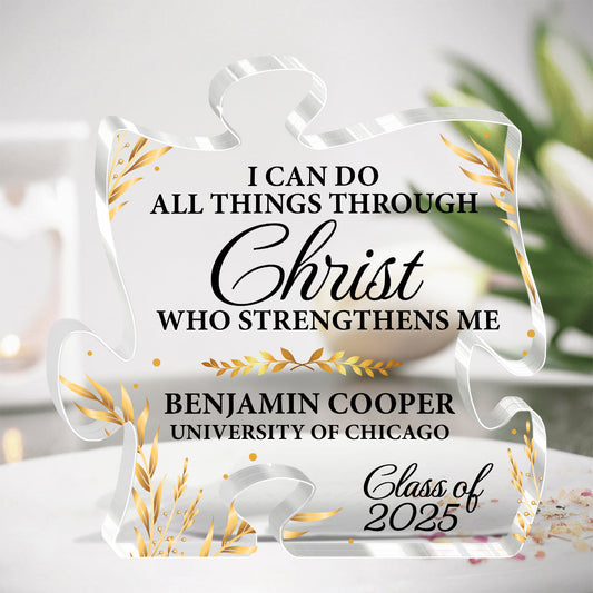 I Can Do All Things Through Christ Who Strengthens Me | Personalized Custom Shaped Squared Acrylic Plaque