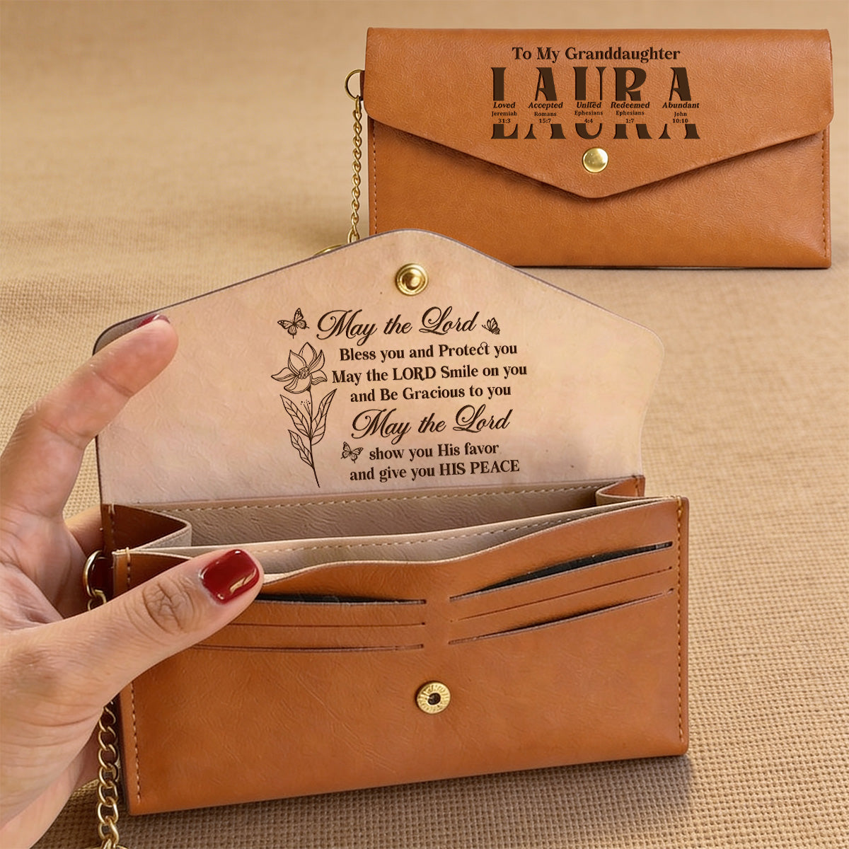 May The Lord Bless You | Personalized Leather Envelope Wallet
