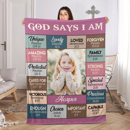 God Says I Am | Personalized Fleece Blanket