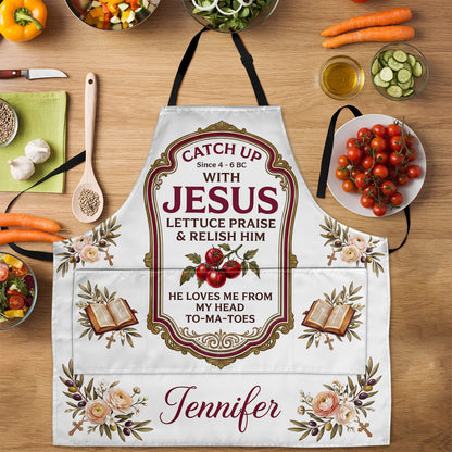 He Loves Me From My Head To My Tomatoes | Personalized Apron With Pocket