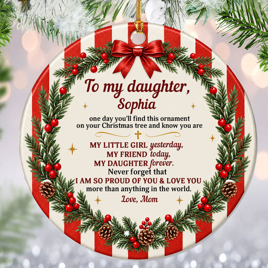 Never Forget That I Am So Proud Of You | Personalized Round Shaped Ceramic Ornament