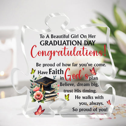 To A Beautiful Girl On Her Graduation Day  |  Custom Shaped Squared Acrylic Plaque