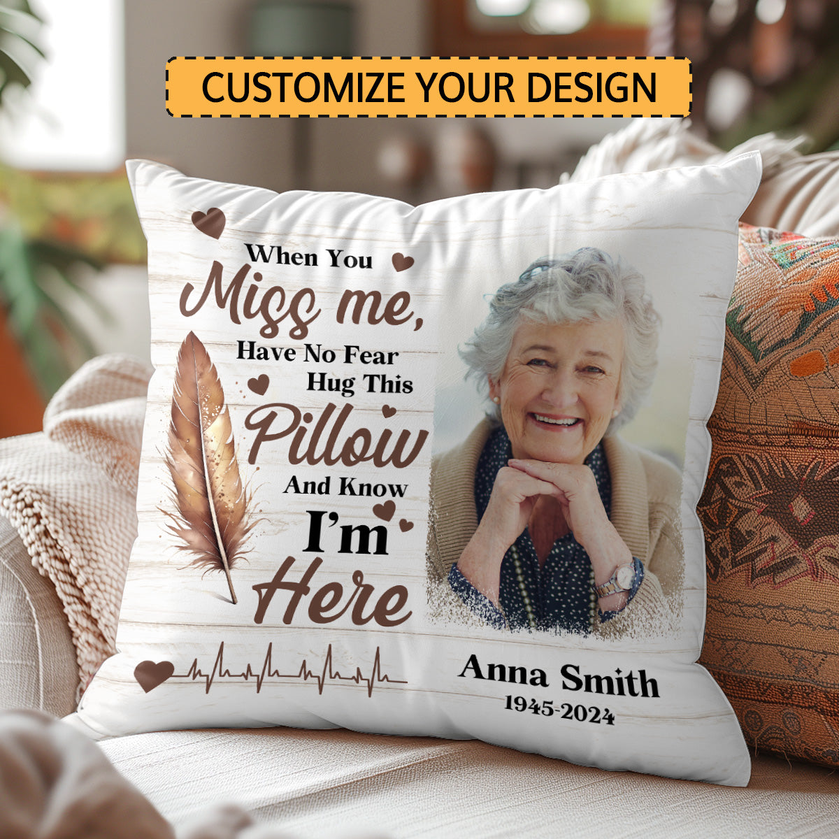 Hug This Pillow And Know I'm Here | Personalized Crystal Velvet Pillow JSPILWHLTN1510M