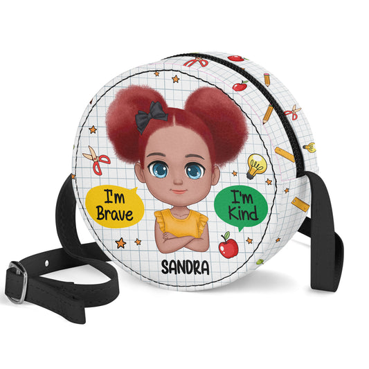 I'm Kind I'm Brave | Personalized Kid Round Purse JSCRBPH1121M