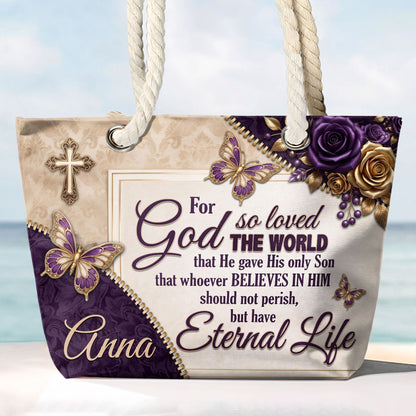 For God So Loved The World | Personalized Beach Bag