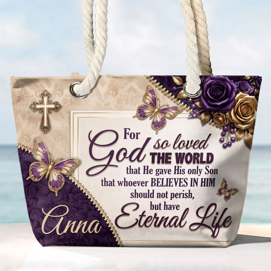 For God So Loved The World | Personalized Beach Bag