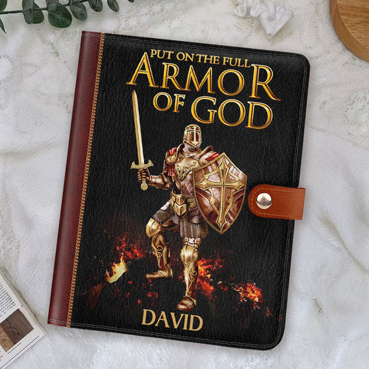 Put On The Full Armor Of God | Personalized Leather Notebook Cover With Pocket