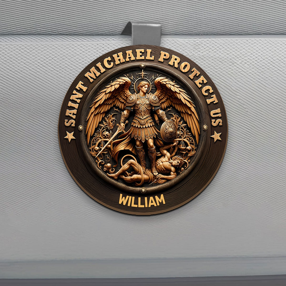 Saint Michael Protect Us | Personalized Car Visor Clip