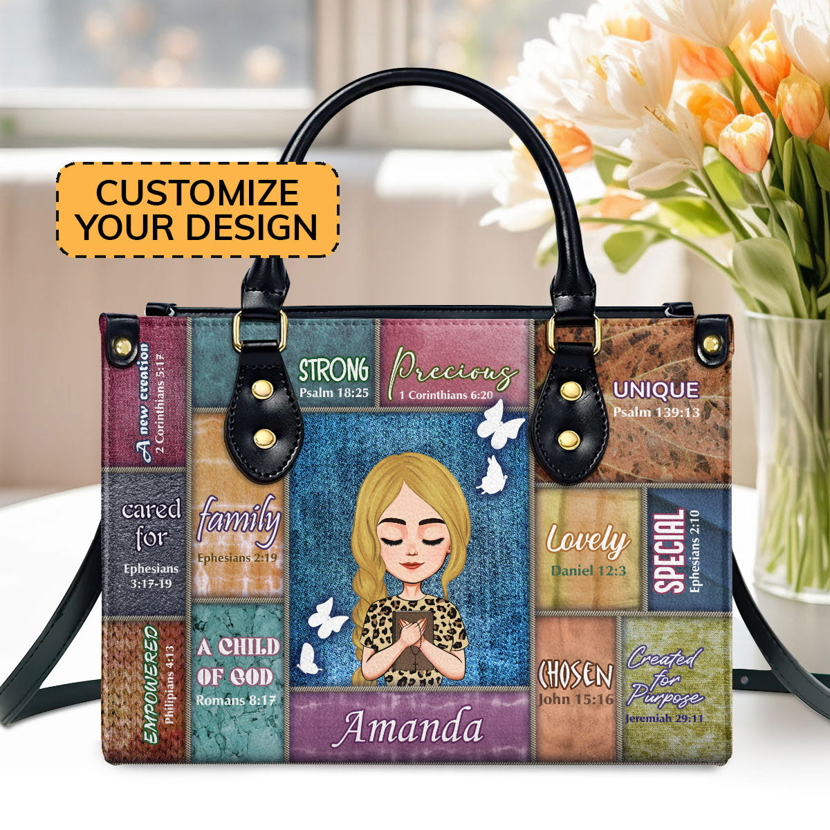 I Am | Personalized Leather Handbag JSLHBPHA1259D