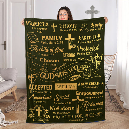 God Says You Are | Personalized Fleece Blanket