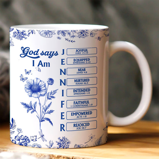 God Says I Am | Personalized Ceramic Coffee Mug
