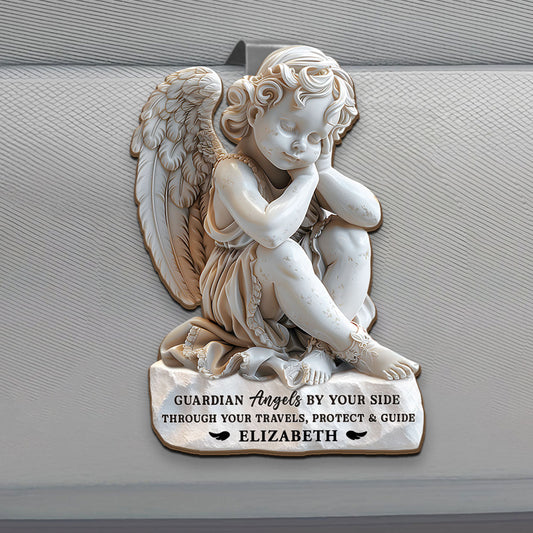 Guardian Angels By Your Side Through Your Travels, Protect & Guide | Personalized Car Visor Clip
