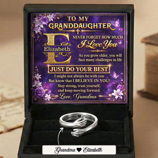 To My Granddaughter Never Forget How Much I Love You | Personalized Hug Ring