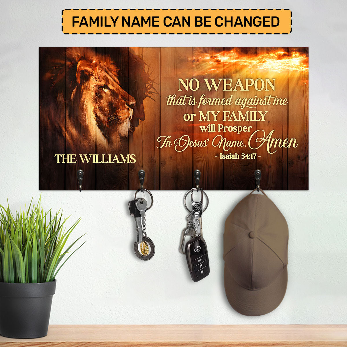 No Weapon That Is Formed Against Me Or My Family Will Prosper | Personalized Key Holder JSUWKHCSPH1746L