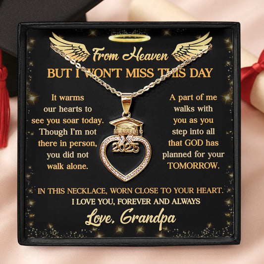 I Am In Heaven  | Personalized Grad Cap Heart Necklace With Box&Card