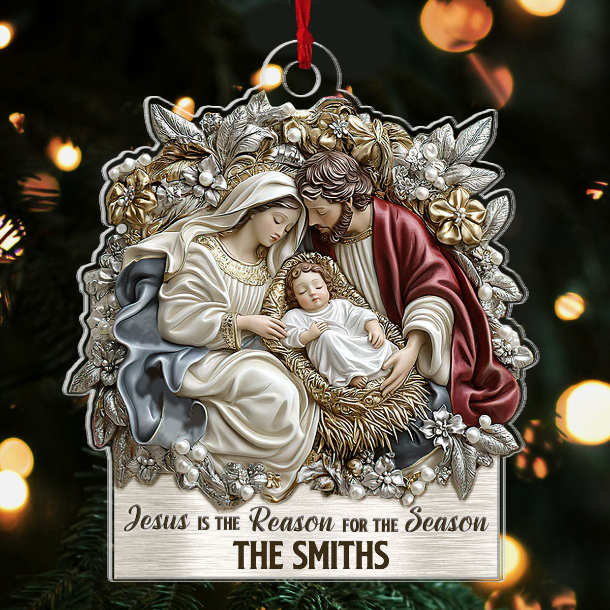 Jesus Is The Reason For The Season | Personalized 1-Side Acrylic Ornament