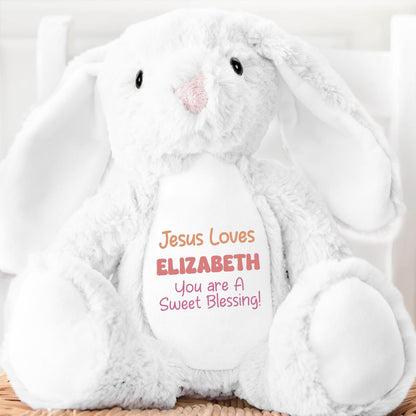 Jesus Loves Me - Personalized Stuffed Bunny