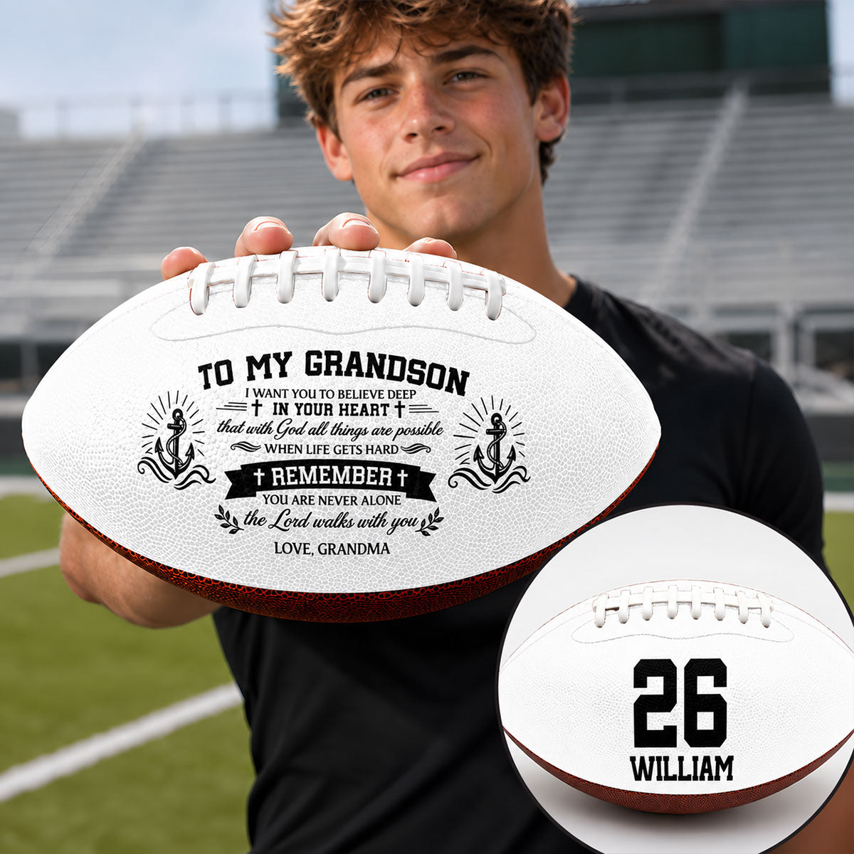 To My Grandson I Want You To Believe Deep In Your Heart | Personalized Football